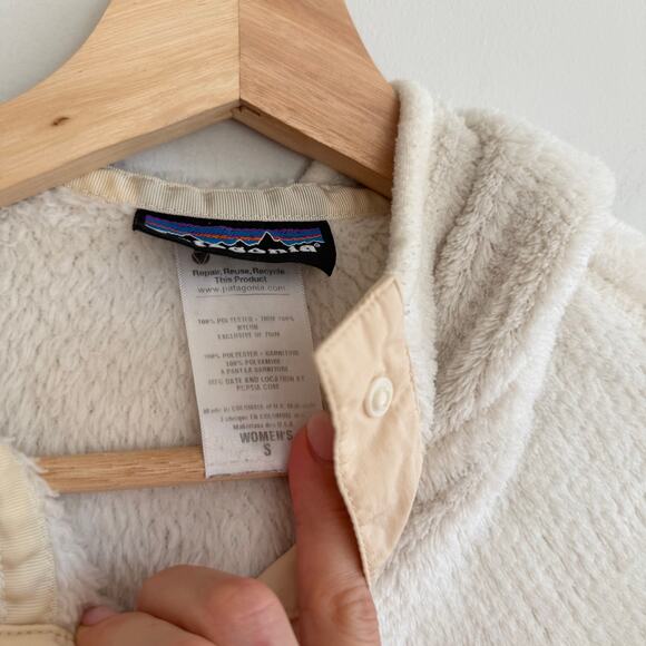 Patagonia Raw Linen Pocket Snap T-Fleece Pullover Sweater Cream S - Picture 7 of 8